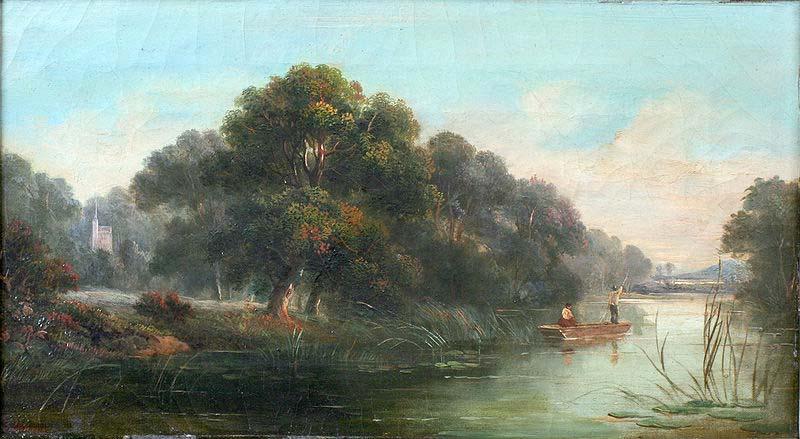 John Mundell Punting Down the River oil painting picture